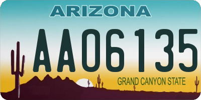 AZ license plate AAO6135