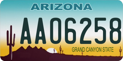 AZ license plate AAO6258