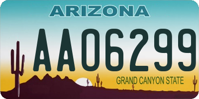 AZ license plate AAO6299