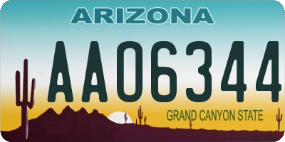 AZ license plate AAO6344