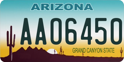 AZ license plate AAO6450