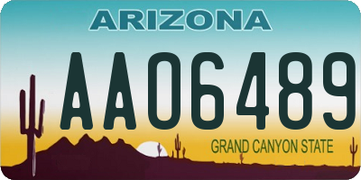 AZ license plate AAO6489