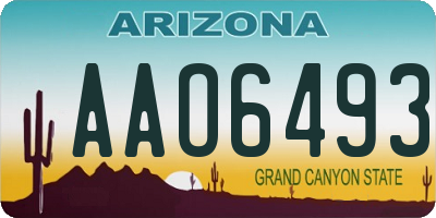 AZ license plate AAO6493
