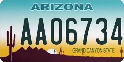 AZ license plate AAO6734