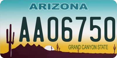 AZ license plate AAO6750
