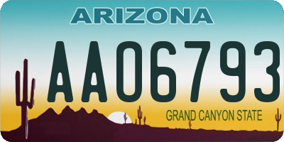 AZ license plate AAO6793