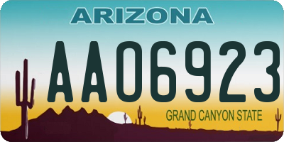 AZ license plate AAO6923