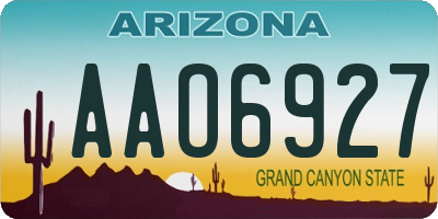AZ license plate AAO6927