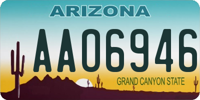AZ license plate AAO6946
