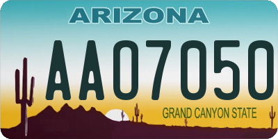 AZ license plate AAO7050