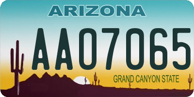 AZ license plate AAO7065