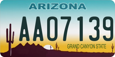 AZ license plate AAO7139