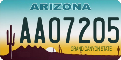 AZ license plate AAO7205