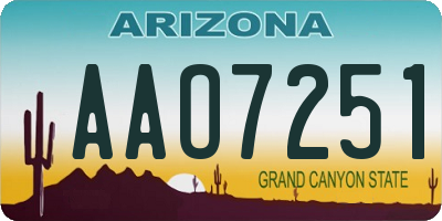 AZ license plate AAO7251