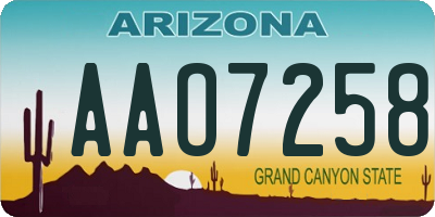 AZ license plate AAO7258