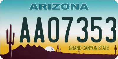 AZ license plate AAO7353