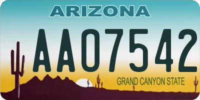 AZ license plate AAO7542