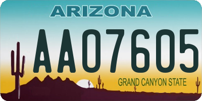 AZ license plate AAO7605