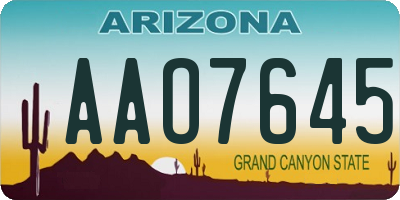 AZ license plate AAO7645