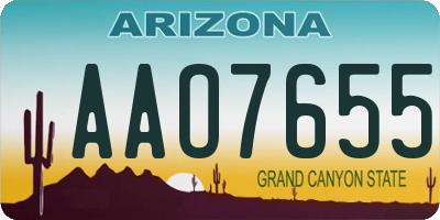 AZ license plate AAO7655
