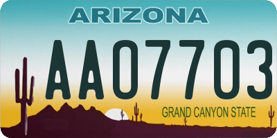 AZ license plate AAO7703