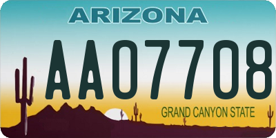 AZ license plate AAO7708