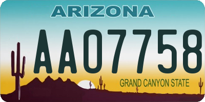 AZ license plate AAO7758