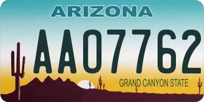 AZ license plate AAO7762