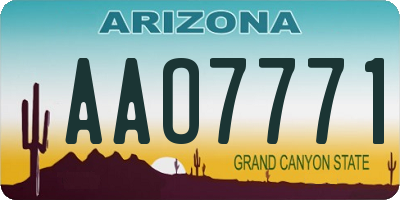 AZ license plate AAO7771