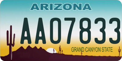 AZ license plate AAO7833