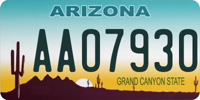AZ license plate AAO7930