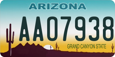 AZ license plate AAO7938