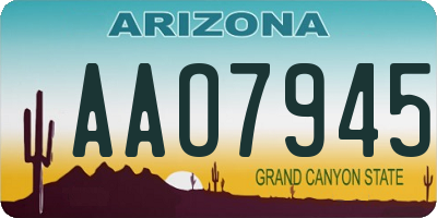 AZ license plate AAO7945