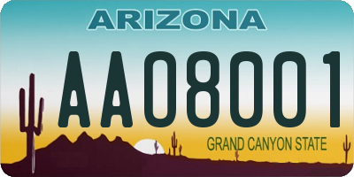 AZ license plate AAO8001