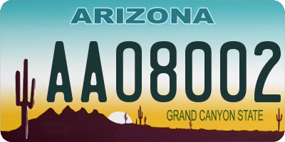 AZ license plate AAO8002