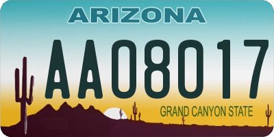 AZ license plate AAO8017