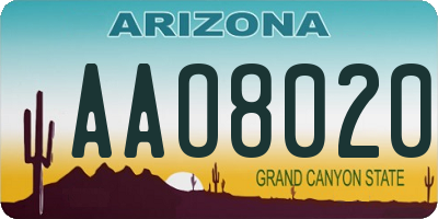 AZ license plate AAO8020