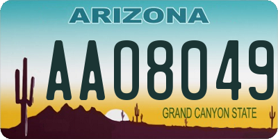 AZ license plate AAO8049
