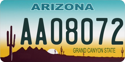 AZ license plate AAO8072