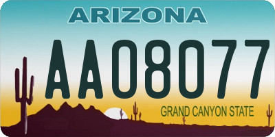 AZ license plate AAO8077