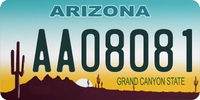 AZ license plate AAO8081