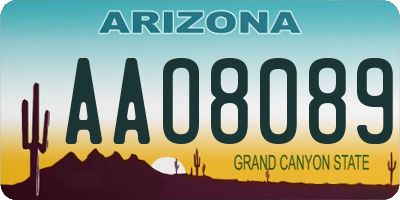 AZ license plate AAO8089