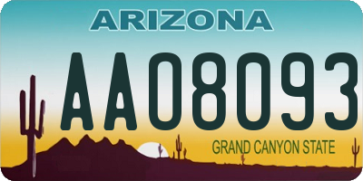 AZ license plate AAO8093
