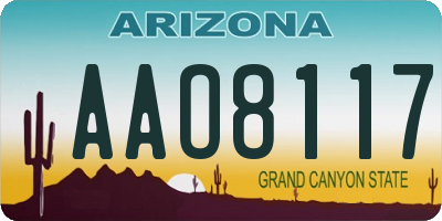 AZ license plate AAO8117