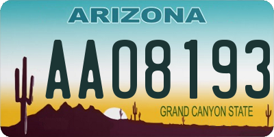 AZ license plate AAO8193