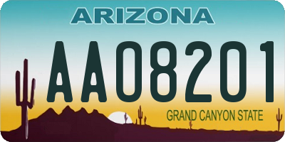 AZ license plate AAO8201
