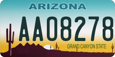 AZ license plate AAO8278