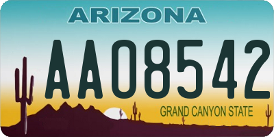 AZ license plate AAO8542