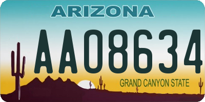 AZ license plate AAO8634