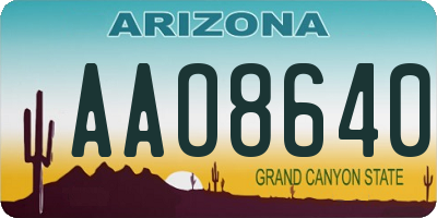 AZ license plate AAO8640